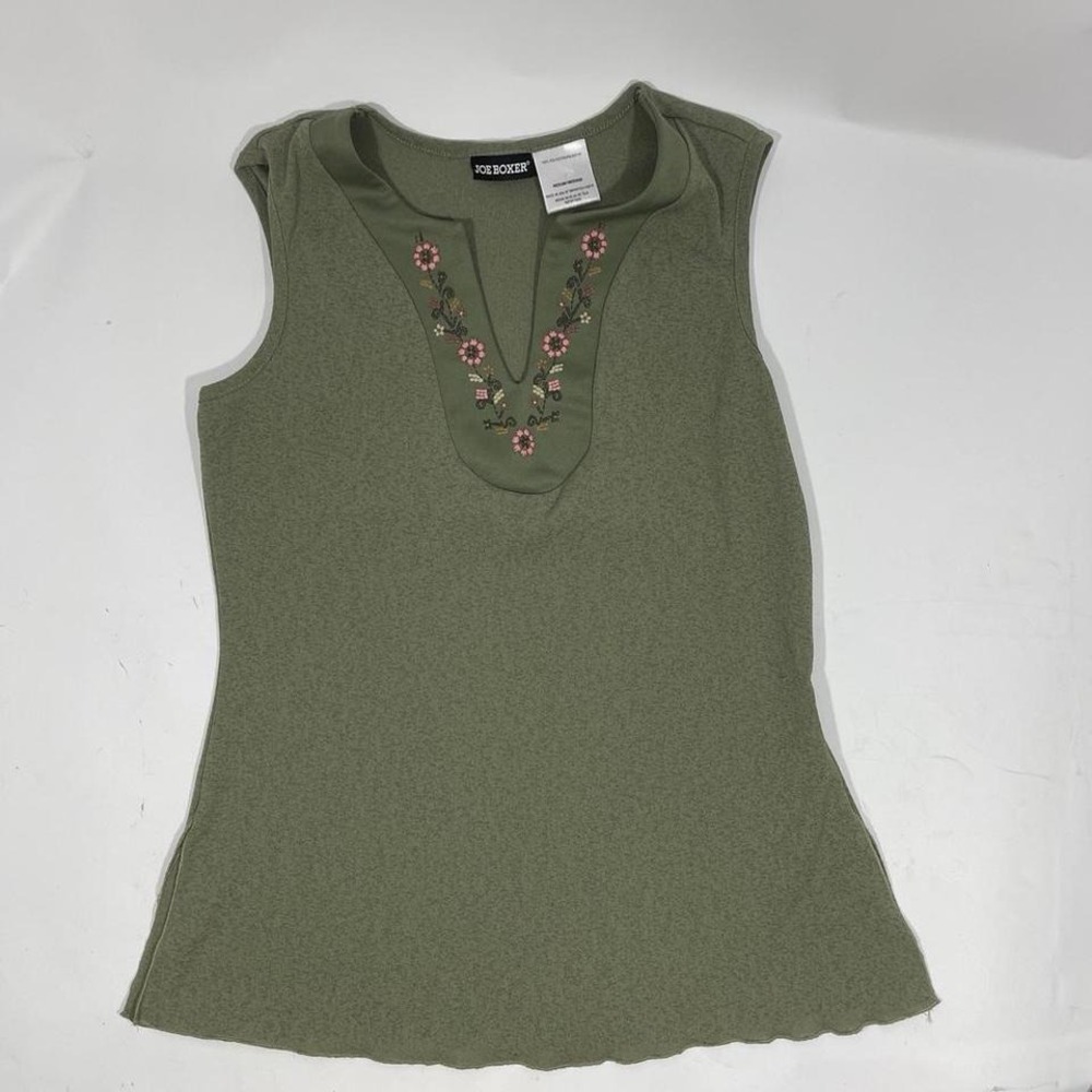 Fairy Core Joe Boxer Y2K Green Floral tank top‎ ✨